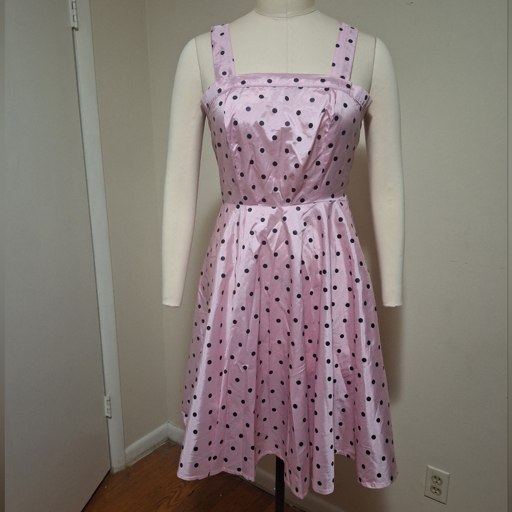 Stylish Pink Dress with Black Dots